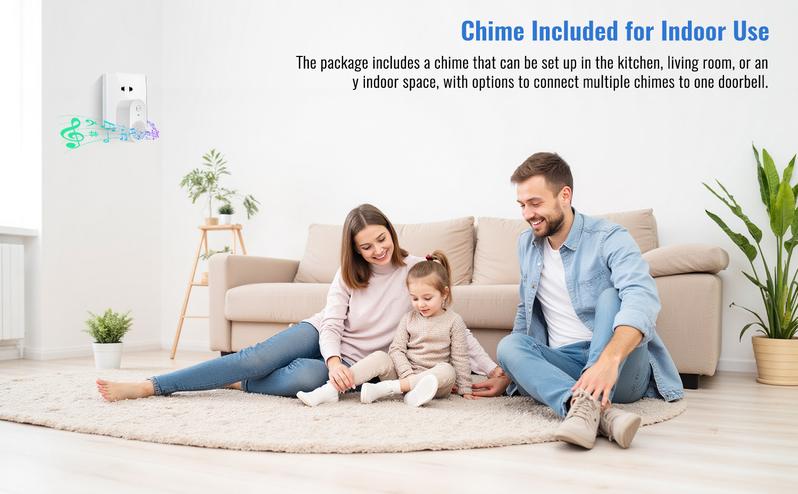 Chime for video doorbell, Smart door magnetic sensor, adjustable volume alarm with doorbell function, suitable for home and office security, delayed alarm, door opening alarm, 120dB loud sound, smart door sensor makes more convenient