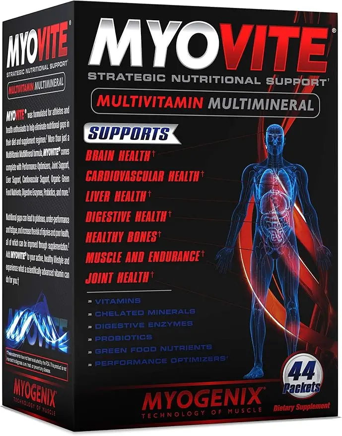SUPPLEMENT XPRESS Myogenix Myovite Edible Organic Dietary Fitness Supplement Tablets - 44sv, Bioactive Vitamins for Adult Muscle Support, Nail, Liver Health, Healthcare, Prop 65 Safe