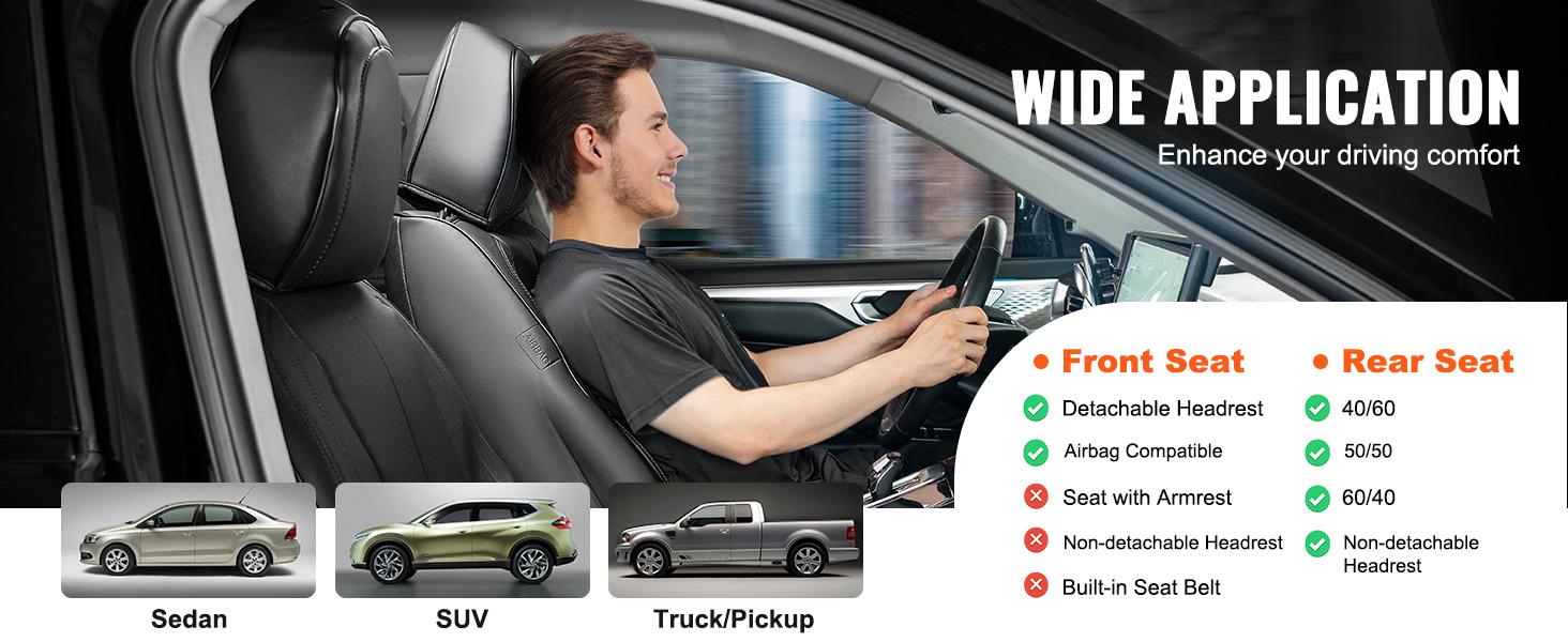 VEVOR Seat Covers, TikTokShopBlackFriday, Universal Car Seat Covers Full Set Seats, Front and Rear Seat, 13pcs Faux Leather Seat Cover, Full Enclosed Design, Detachable Headrest and Airbag Compatible, for Most Car SUV Truck VEVOR Seat Covers, TikTokShopBlackFriday, Universal Car Seat Covers Full Set Seats, Front and Rear Seat, 13pcs Faux Leather Seat Cover, Full Enclosed Design, Detachable Headrest and Airbag Compatible, for Most Car SUV Truck