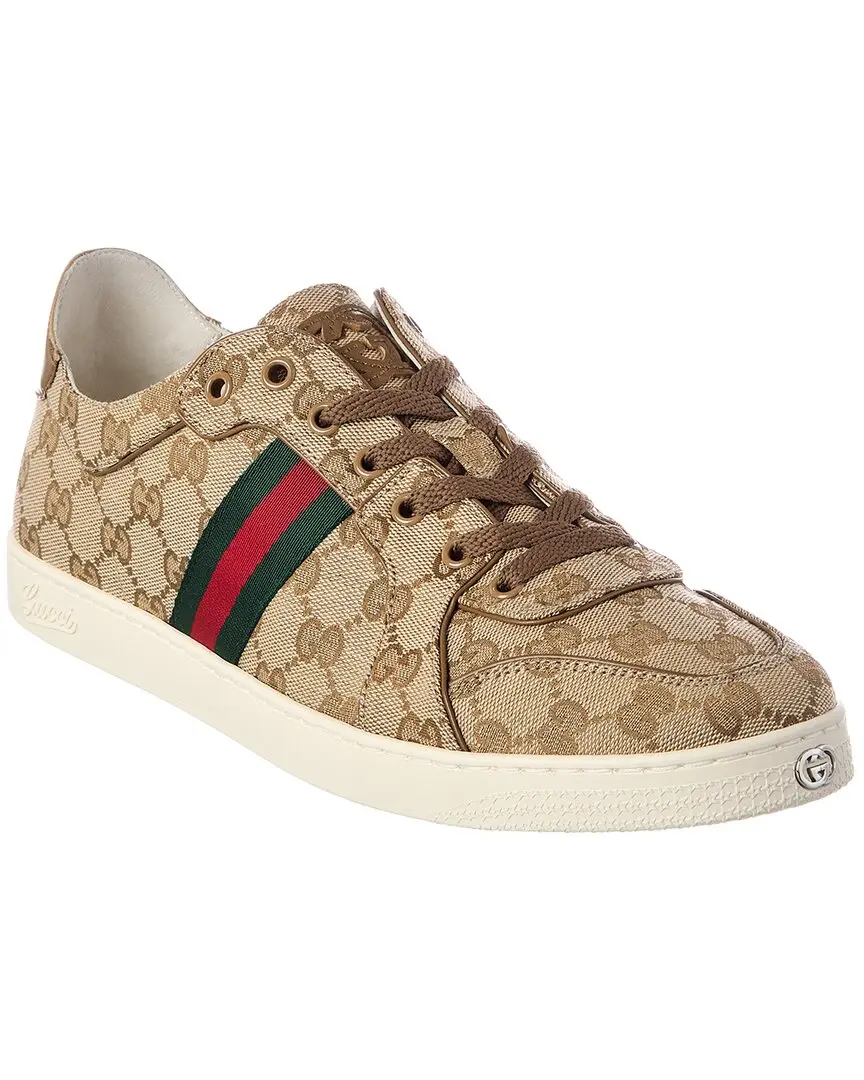 Gucci Stretch Low Top GG Canvas & Leather Sneaker