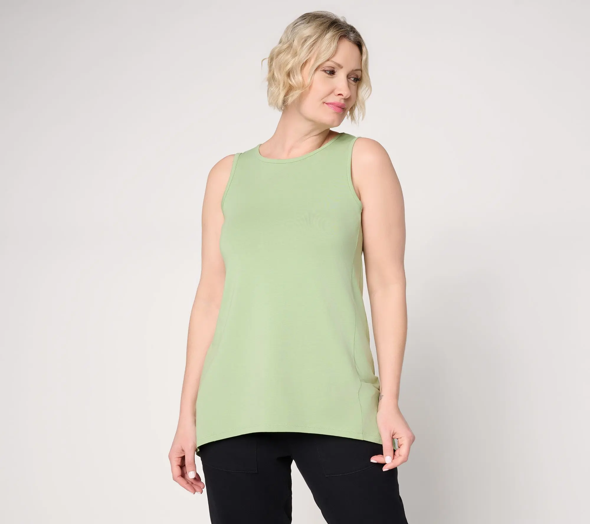 AnyBody Cozy Knit Jersey All-Star Split Back Tank