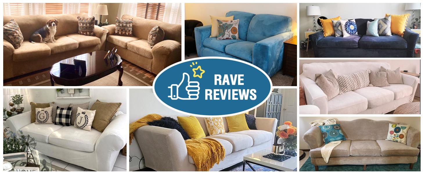 H.VERSAILTEX Velvet High Stretch Sofa Slipcover Sofa Cover Furniture Protector Form Fit Luxury Thick Velvet Extra Large Sofa Cover(Gray)