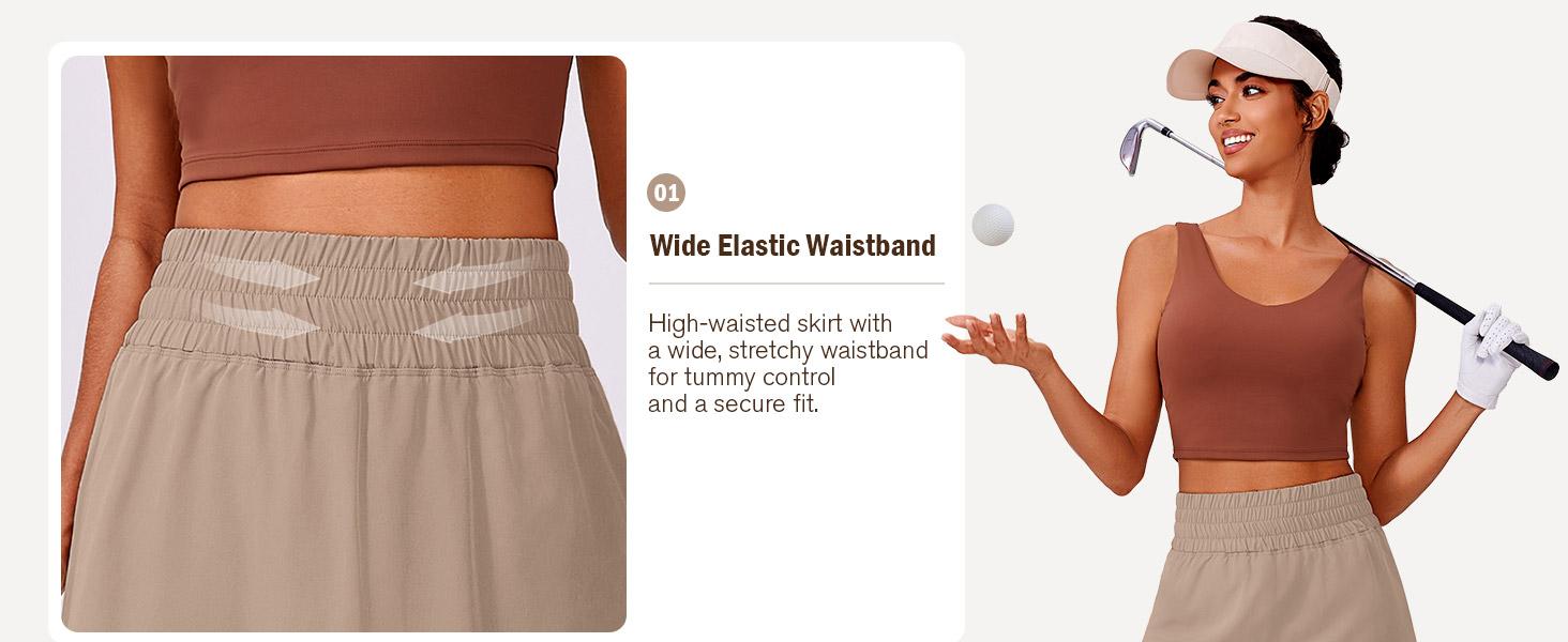 PINSPARK Golf Skirts for Women High Elastic Waisted Athletic Skort 2 Pockets Curved Hem Tennis Skirt for Pickleball Workout springtok  Outdoorfun Activewear