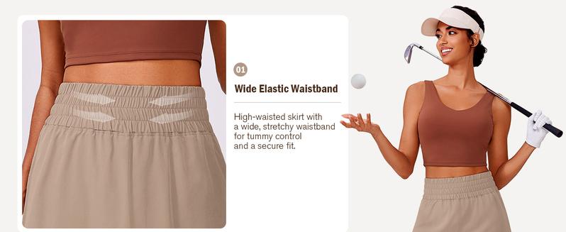 PINSPARK Golf Skirts for Women High Elastic Waisted Athletic Skort 2 Pockets Curved Hem Tennis Skirt for Pickleball Workout springtok  Outdoorfun Activewear