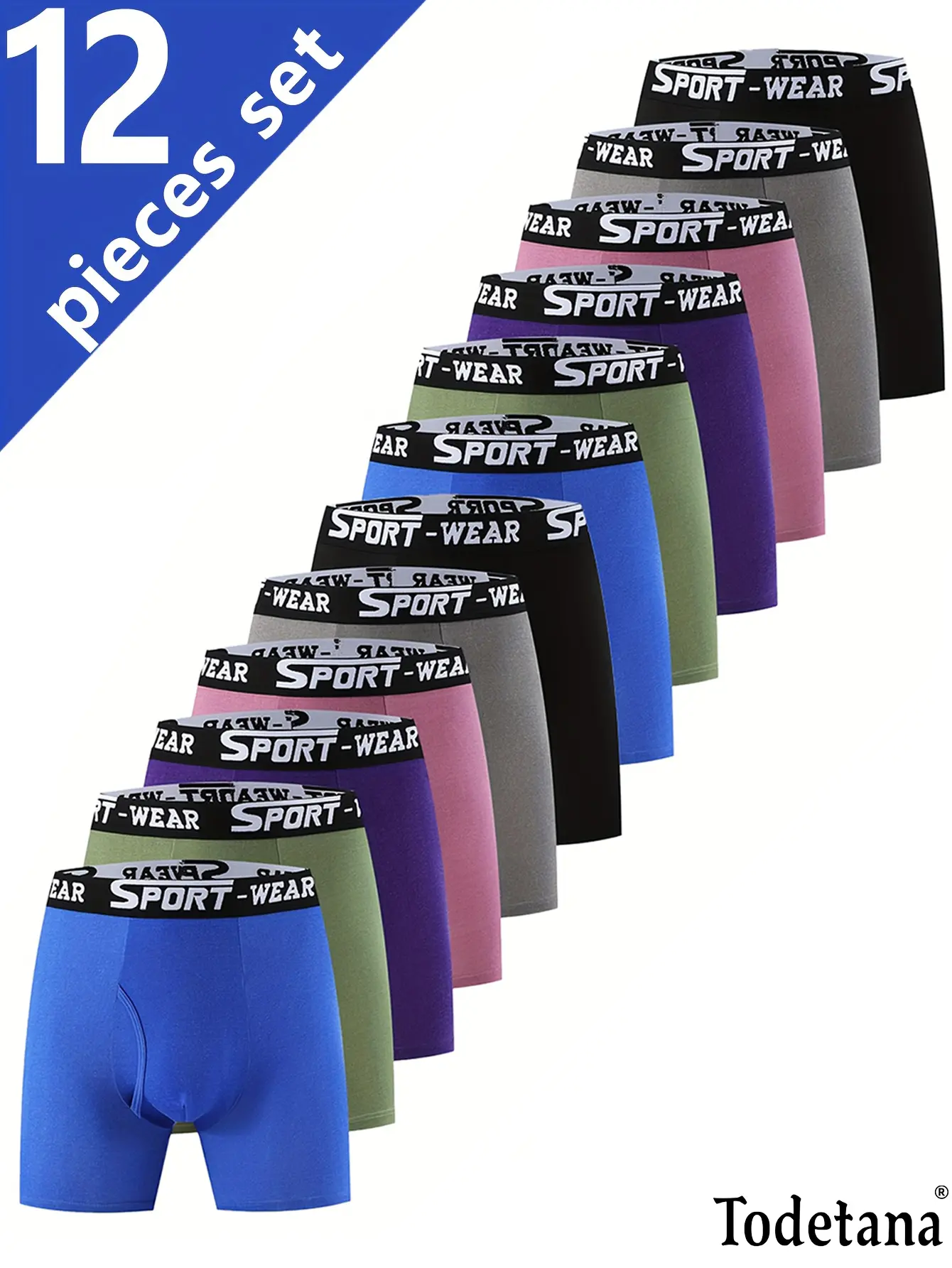 Todetana 6/12-piece Men's Letter Tape Boxer Brief, Casual Comfy Breathable Underwear for Daily Wear, Men's Underwear for All Seasons, Casual Sports Underwear, Soft Breathable Underwear, Gifts for Christmas & New Year