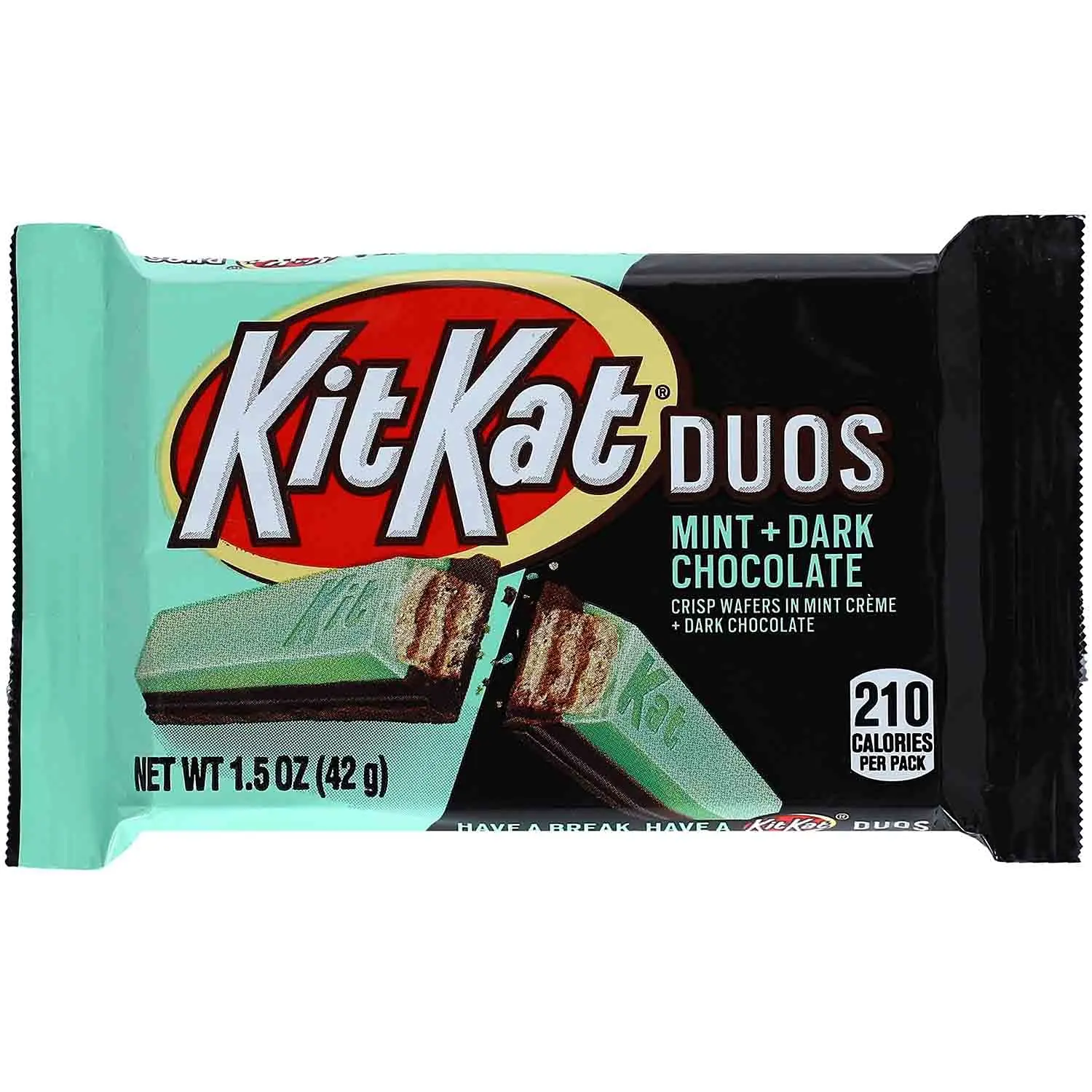 KitKat Duos Dark Chocolate Mint Candy Bar 1.5 oz Crispy Wafers in Mint Creme & Dark Chocolate Perfect for Gifting and Snacking Snack Candy Bonbon
