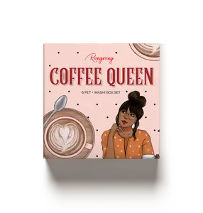 Coffee Queen Pre-cut PET Tape + Washi Box Set