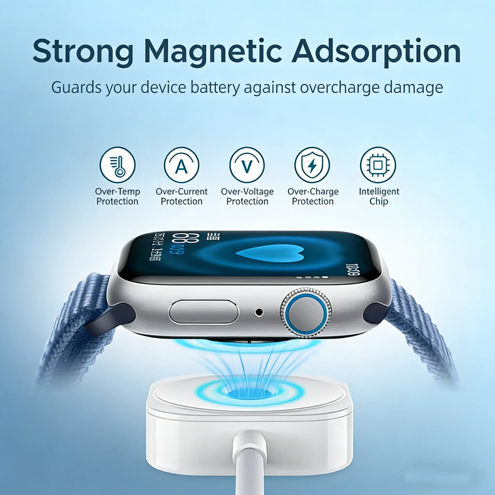 Fast Wireless Watch Charger for Apple Watch Series Ultra 10 9 8 7 Se, Compatible with iPhone 6 5 4 3 2 1, USB Type-C Connector, Smart Charging Dock, Smartwatch Accessories