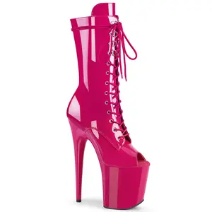 Pleaser Flamingo-1051 Women's Peep Toe Platform Booties - Lace-Up Fashion Footwear, All-Season Women's Shoe