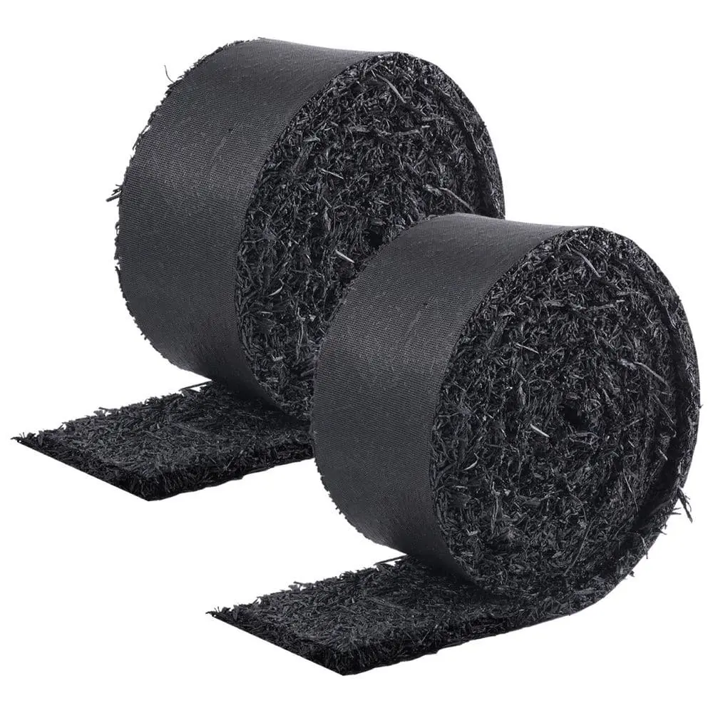 SVOPES Rubber Mulch for Landscaping-2 Rolls, 120 x 4.5 in. Recycled Mat, Natural Black, Enhance Gardens, Prevent Weeds