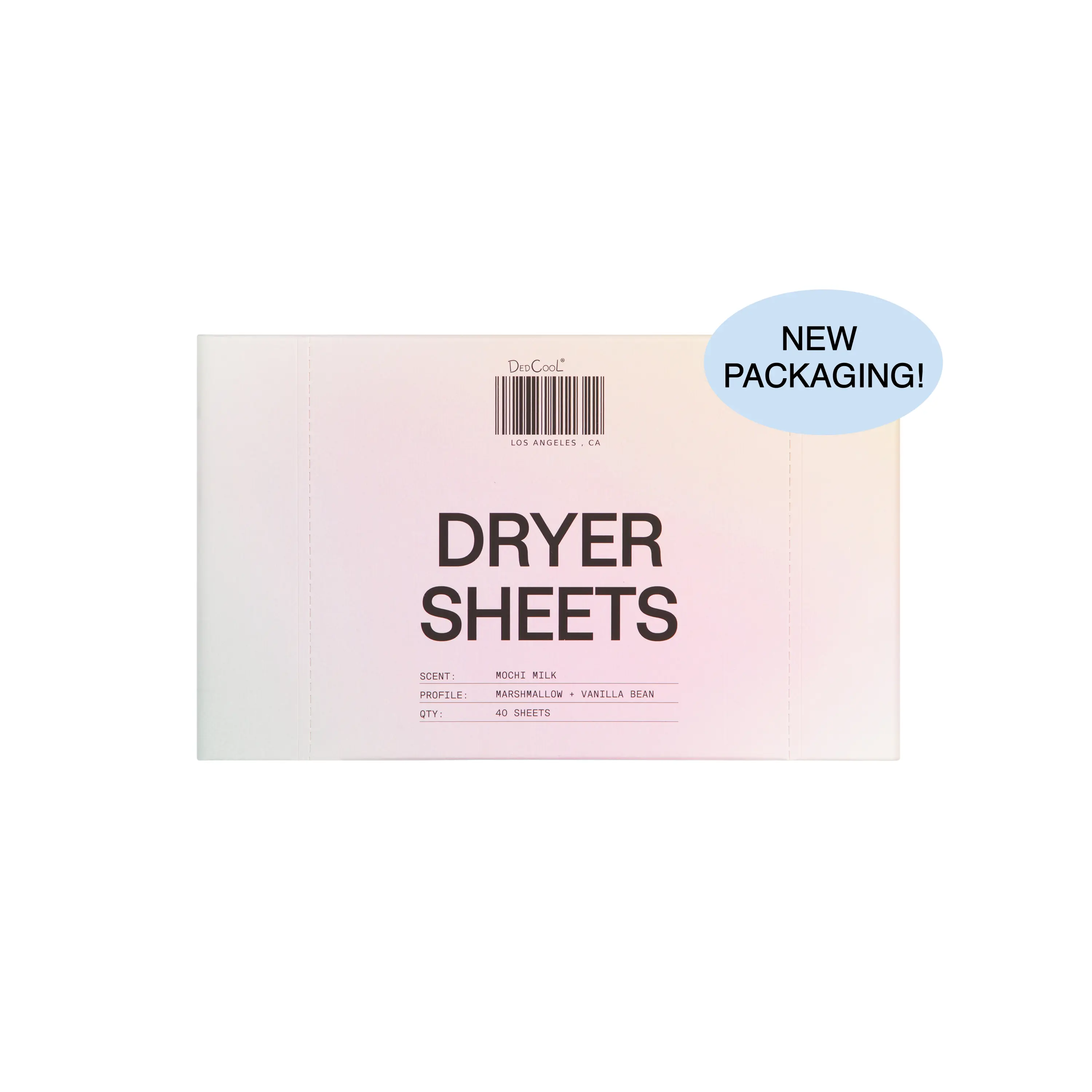 DedCool Dryer Sheets in Mochi Milk - 40 Sheets for Softening & Scenting in Marshmallow, Vanilla Bean & Sweet Rice Milk Fragrance