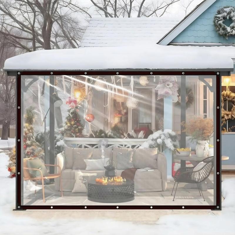 Heavy-Duty Clear PE Waterproof Tarp Transparent Poly Tarpaulin with Reinforced Metal Grommets, UV Resistant Mildew Proof Snowproof for Greenhouse Garden Patio Porch Terrace Car Cover Canopies Outdoor Camping Plant Protection