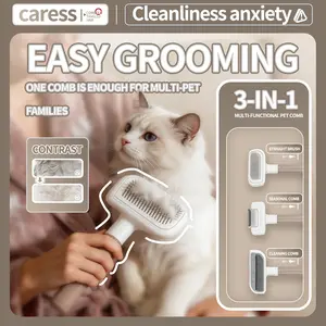 3-in-1 Cat Grooming Brush – Deshedding & Cleaning Pet Comb for Home Use