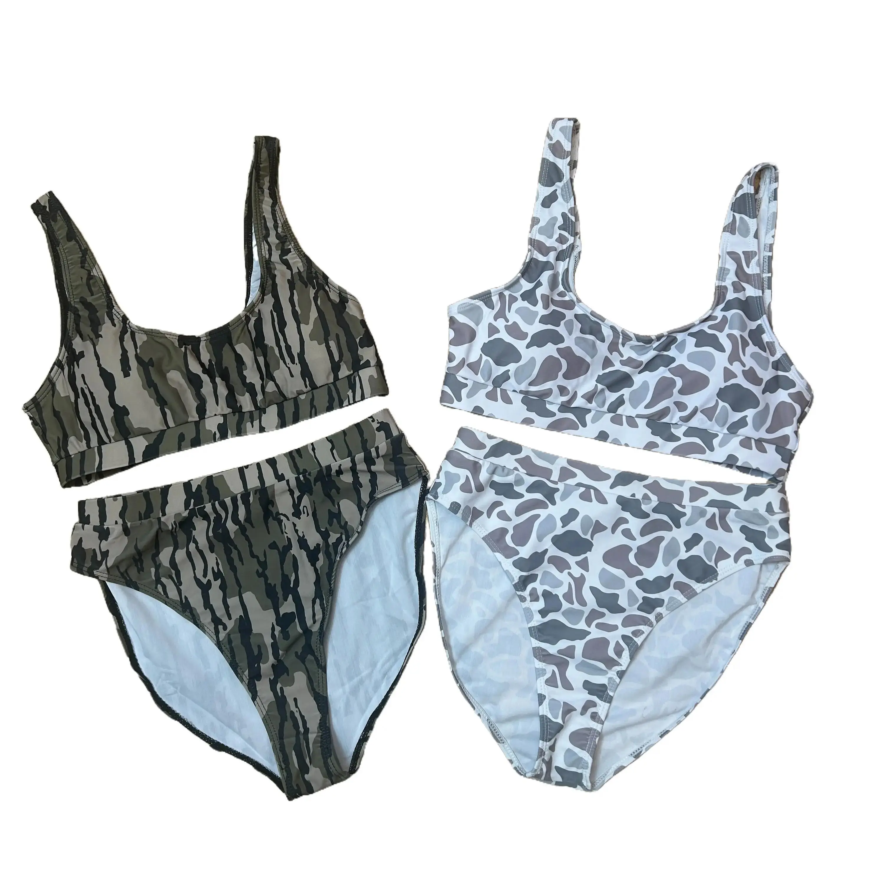 Women's 2-Piece Sporty Camouflage Triangle Swimsuit - Quick-Drying, Breathable Bikini Beachwear for Outdoor Sports, Beach Use