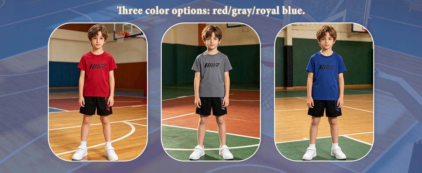 #SummerVibes Boys' 6-Piece Sporty Style Tee Shorts Set - Crew-Round Neck Breathable Athletic Tees, Casual Shorts for Ages 3-14 Spring-Summer Alphabet Kids' Fashion Suits, Crew Neck