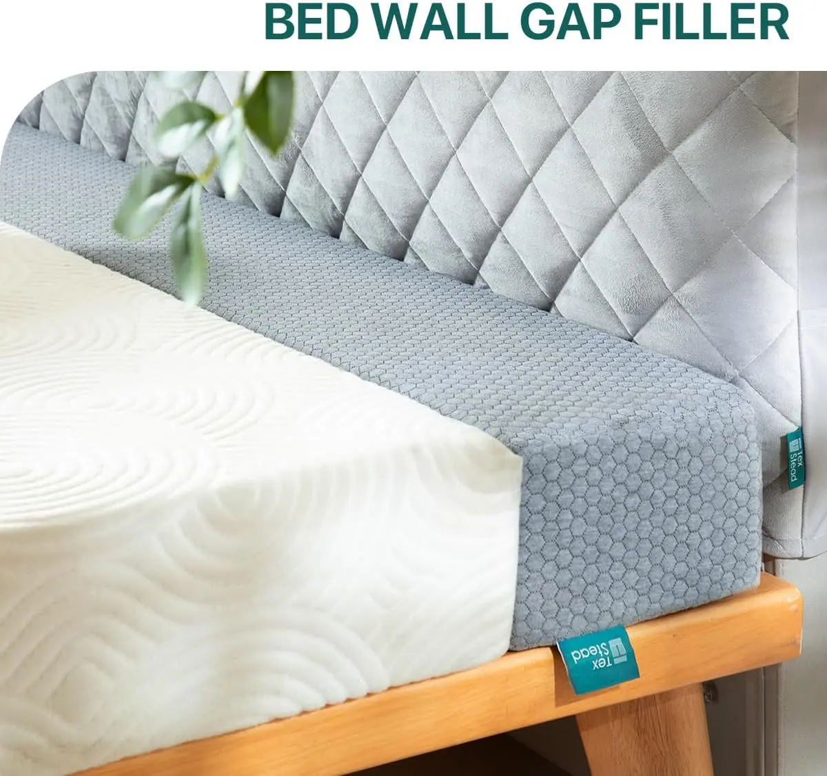 King Size Dark Gray Durable Memory Foam Bed Gap Filler Cushion - Multi-Size Universal, Queen, Twin Options, Neck Support, Removable Cover, Mattress Extender, Stops Items Falling Between Mattress & Headboard, Memory Foam Cushion, Ergonomic Memory Foam
