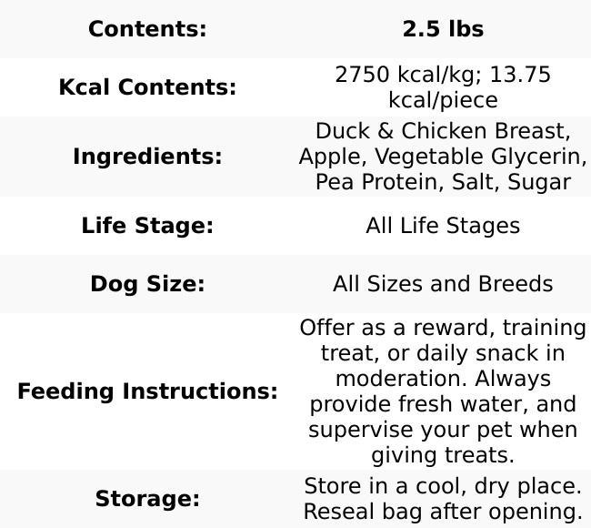 Hubert Gourmet Chicken & Duck Wrapped Apple Bites, Low Ingredient Healthy Dog Treats, High Protein Puppy Snacks