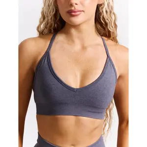 Plunge Seamless Sports Bra - Blue Steel