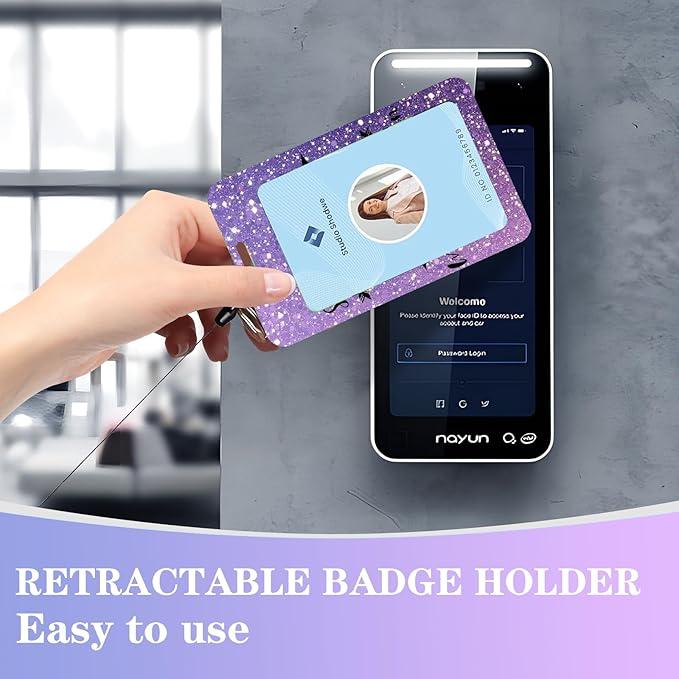 ID Badge Holder with Adjustable Lanyard, Retractable Badge Reels with Belt Clip, Vertical ID Card Protector for Women Nurse Doctor Teacher Student(Positive Quote)