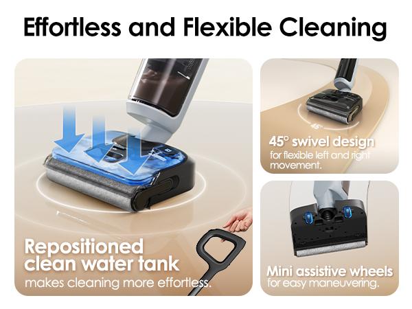 TINECO FLOOR ONE i5 Stretch Wet Dry Vacuum Cleaner 20kPa Powerful Suction 180° Lay-flat Anti-Tangle Dual-sided Edge Cleaning 30 Minutes Runtime Large Capacity Water Tanks