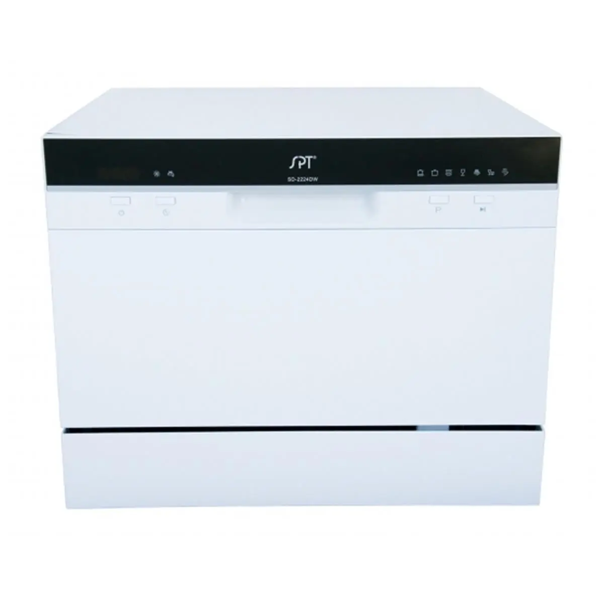 Sunpentown Automatic Countertop Dishwasher Machine - White Household Kitchen Appliance with Delay Start, Essential Home Item