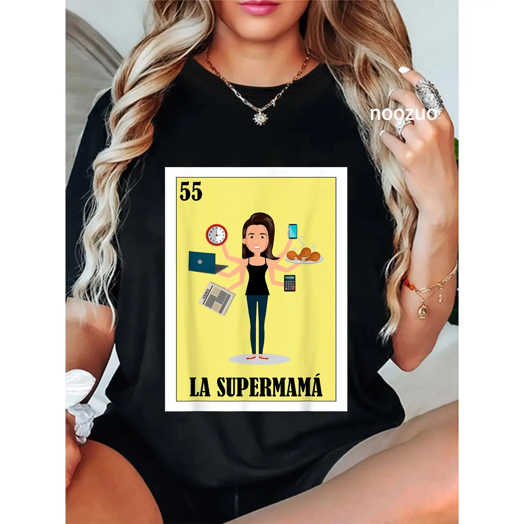 100% Cotton Funny Mexican Mom Design - La Supermama T-Shirt