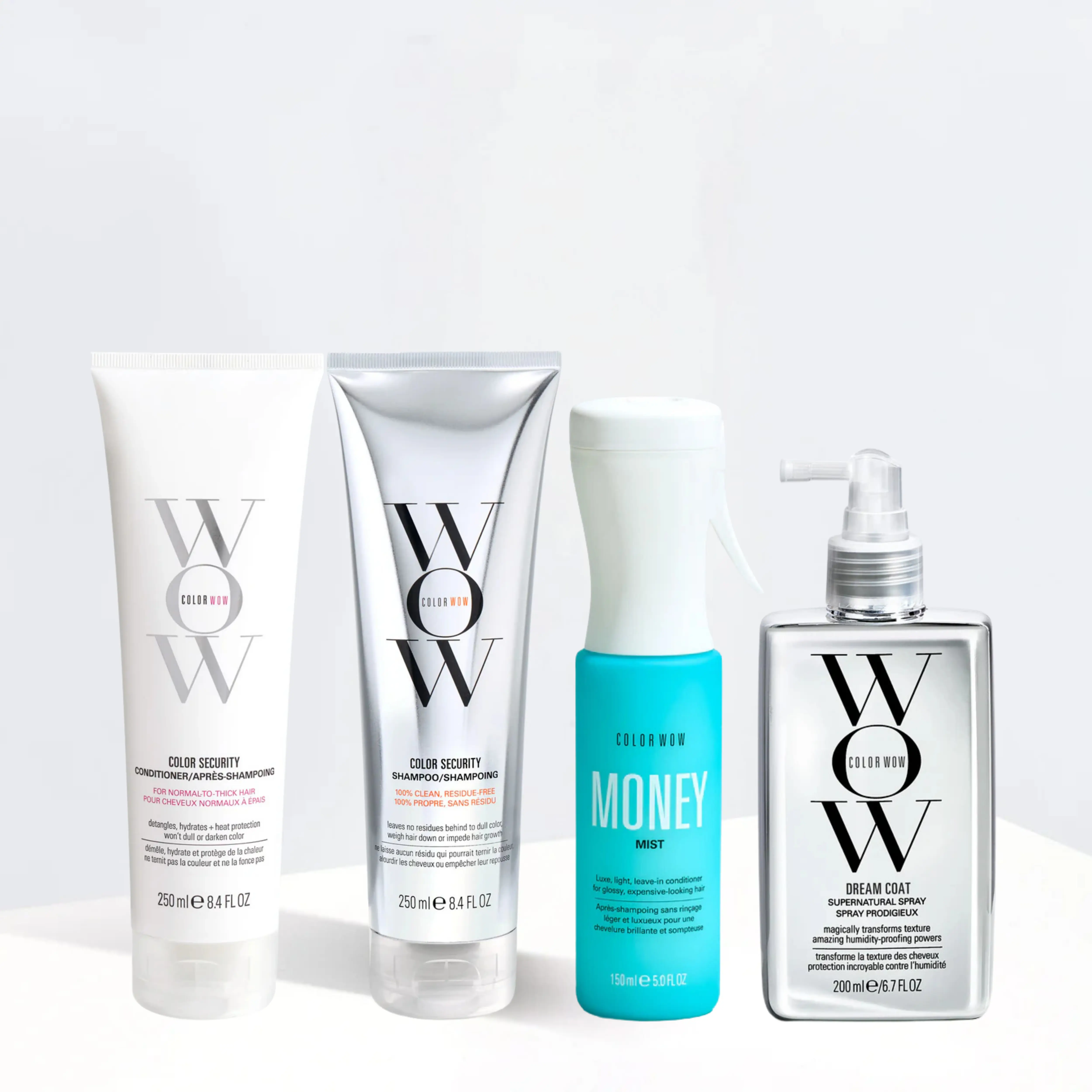 Color Wow Smooth Hair Routine Bundle | Sulfate-Free Shampoo & Conditioner, Moisturizing Leave-In Treatment Money Masque & Award-Winning Anti-Frizz Dream Coat Spray | Hydrating & Clean Hair Care for Smooth, Shiny, Frizz-Free Hair