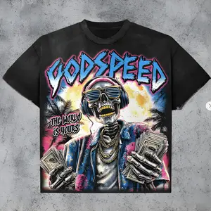 GodSpeed Skeleton Graphic T-Shirt – Skull Money Streetwear Tee, Vintage Hip Hop Unisex  Shirt