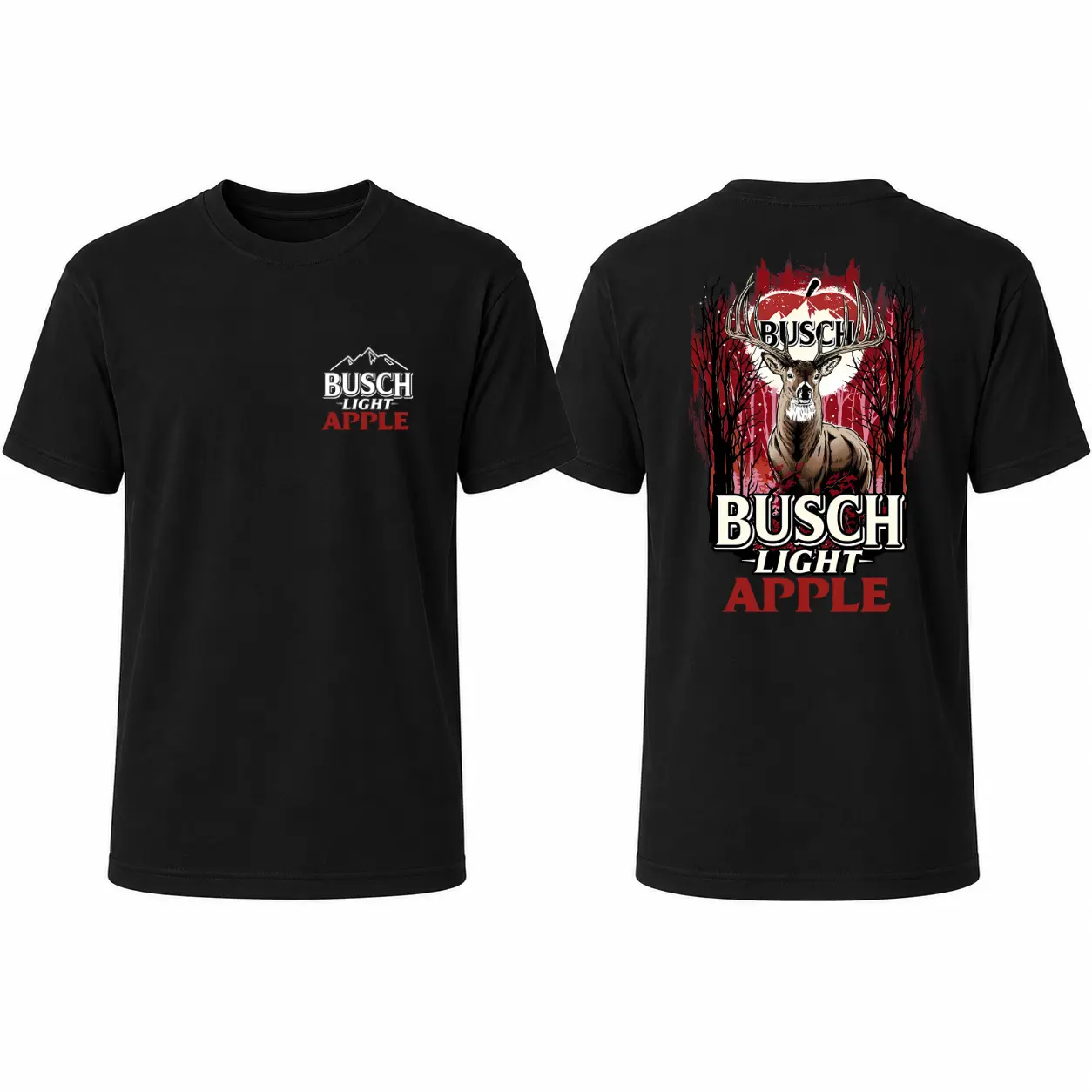Busch Hunting Graphic T-Shirt Vintage Hunter Beer Lover Double Sided Tee, Vintage Forest Deer Graphic T-Shirt Rustic Hunter Gift Tee