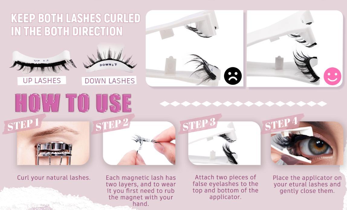 （Please confirm the product specifications）Reusable Magnetic Eyelashes - Natural Look Kit with Applicator, Easy to Wear & Remove all-day comfort cat makeup