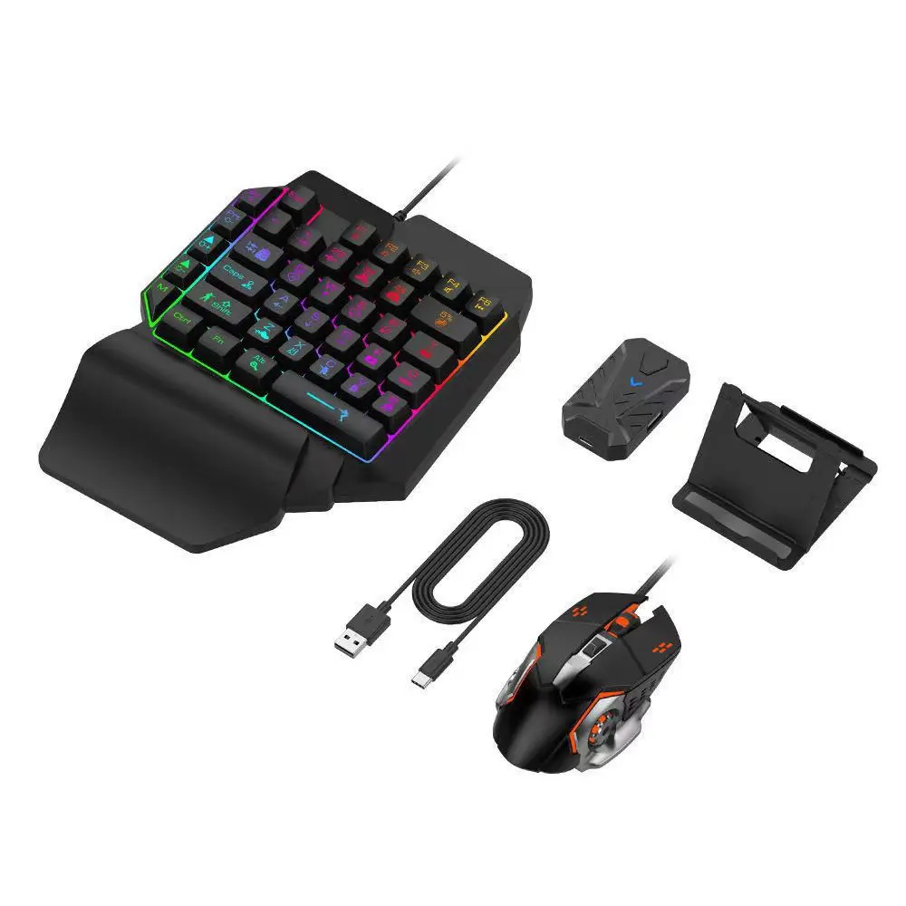 MOBIBLOOM F6 Single Mobile Phone Glowing Gaming Keyboard Supports for Android System PUBG Keyboard Connect to Mobile Phone King of Glory Left Hand Keyboard for Android not ios