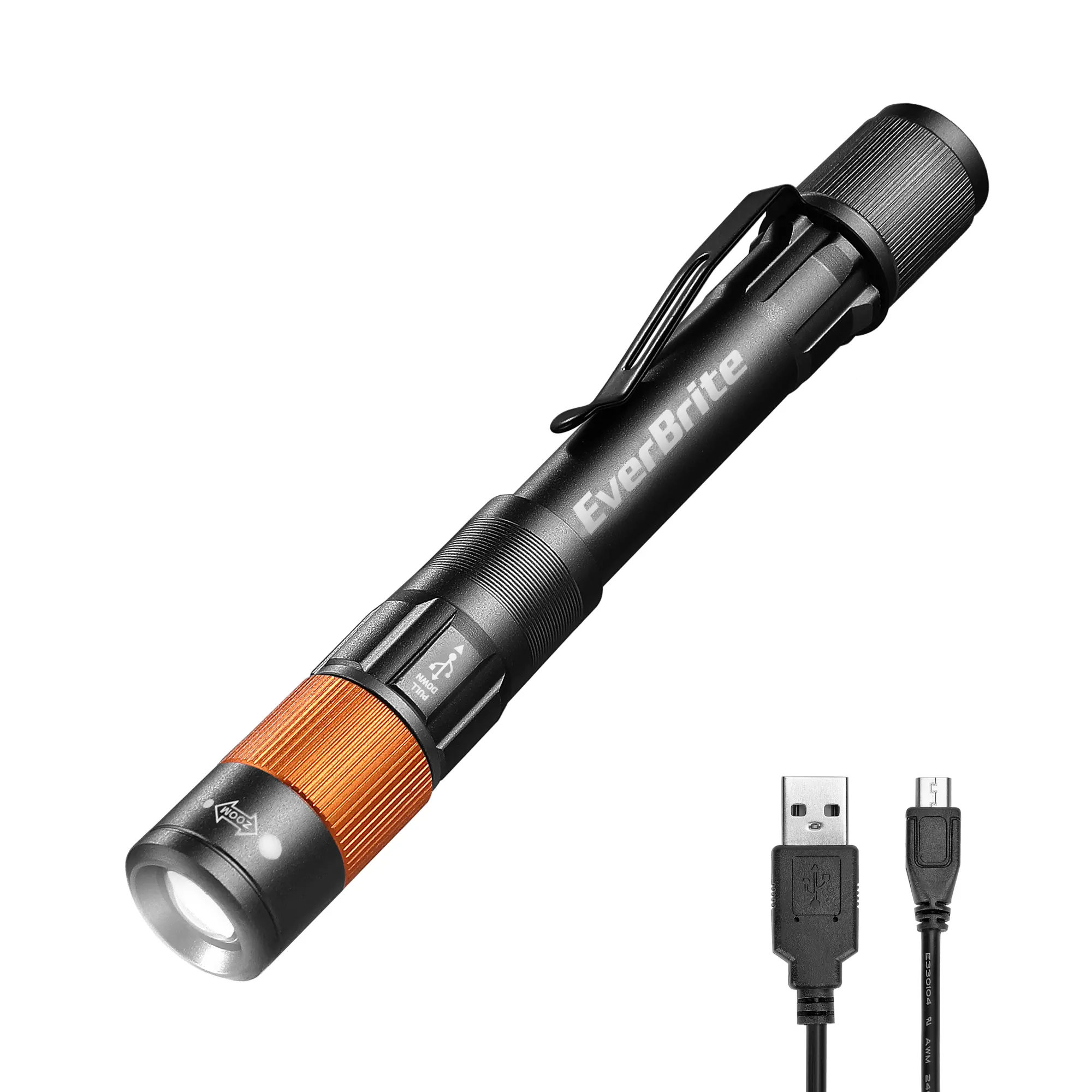 #backtoschool EverBrite Pen Light, Rechargeable Pen Flashlights, 300 Lumens Zoomable LED Small Flashlight with Clip, Memory Function, USB-C Cable Included, Pocket Size for Camping, Emergency, Mechanic