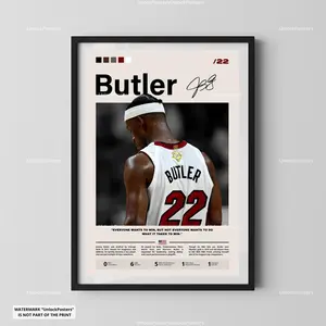 [Sale Up To 40%] [Unframe] Jimmy Butler Miami Basketball Poster, Professional Miami Basketball Wall Art, Miami Basketball Decor, Athlete Portrait Illustration, Modern Game Day Artwork Print