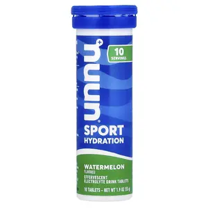 Nuun Sport Hydration, Effervescent Electrolyte Drink, Watermelon, 10 Tablets