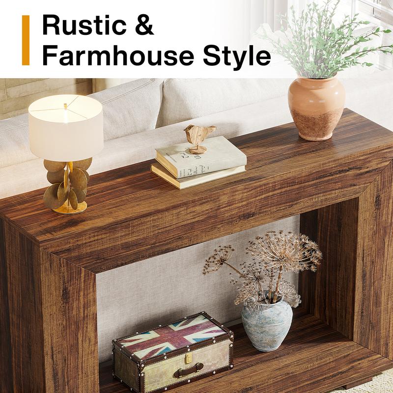 Tribesigns Rustic Farmhouse Console Table, 47 Inches Entryway Console Table with Storage, Industrial Hallway Accent Table for Living Room, Entrance