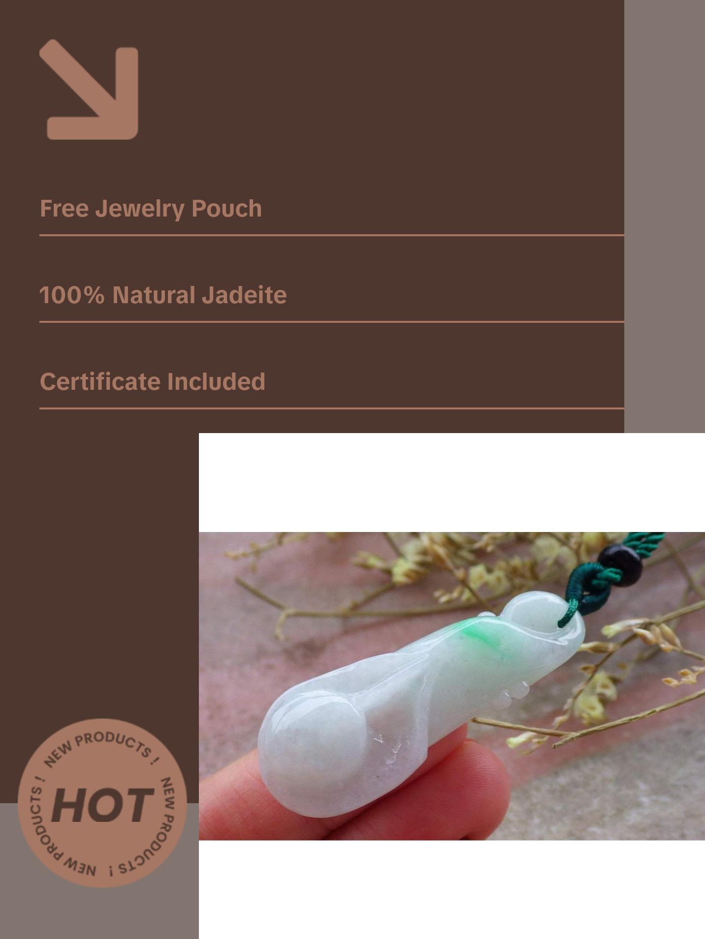 Certified Hand Carved Natural Myanmar Burma A Jade Jadeite Rose Orchid Flower Pendant Necklace