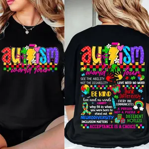 Autism World Tour Sweatshirt,T-shirt, Neurodiversity Awareness Shirt, See The Ability Not The Disability, Be Kind Inclusion Matters, Puzzle Ribbon Graphic, Think Differently Acceptance Is A Choice, Support Autism Apparel