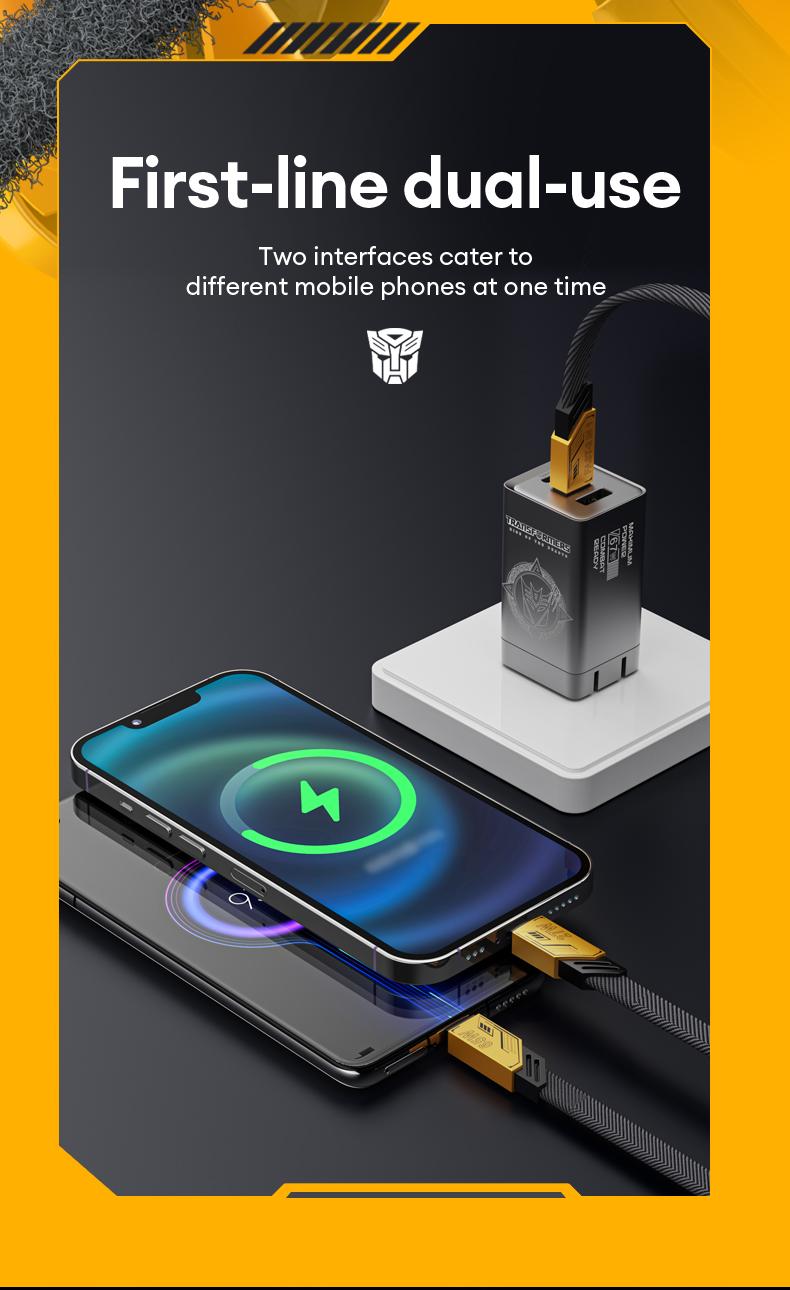 Transformers TF-A09 6A 2 in 1 Magnetic Absoption Nanodate Cable TC Interface Data Cable Compatible for Andriod And IOS