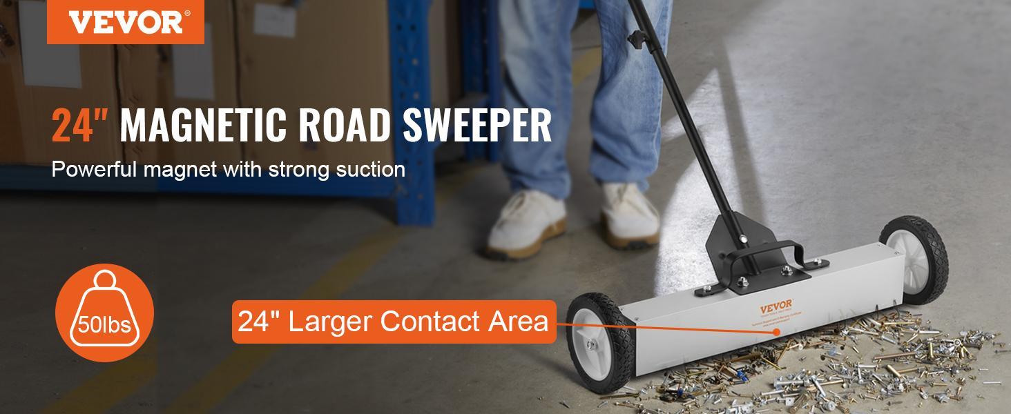 VEVOR 50Lbs Rolling Magnetic Sweeper with Wheels, Push-Type Magnetic Pick Up Sweeper, 24-inch Large Magnet Pickup Lawn Sweeper with Telescoping Handle, Easy Cleanup of Workshop Garage Yard VEVOR 50Lbs Rolling Magnetic Sweeper with Wheels, Push-Type Magnetic Pick Up Sweeper, 24-inch Large Magnet Pickup Lawn Sweeper with Telescoping Handle, Easy Cleanup of Workshop Garage Yard