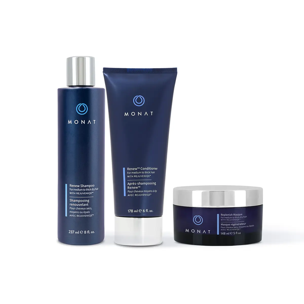 MONAT Renew Hydrating System | Shampoo, Conditioner & Deep Treatment for Dry, Brittle Hair (3-Piece Set)