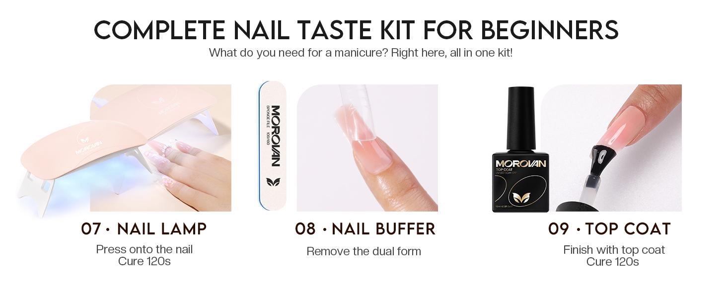 MOROVAN 6 Colors Poly Gel Nail Starter Kit - Poly Nail Gel Kit with U V Lamp Complete Nail Extension Poly Gel Kit for Beginners