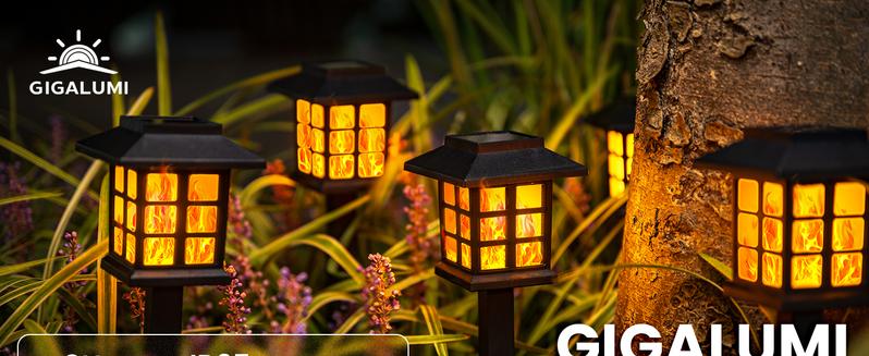 GIGALUMI Solar Garden Lights, Waterproof, Solar Walkway Lights Maintain 10 Hours of Lighting for Your Garden, Landscape, Path, Yard, Patio, Driveway