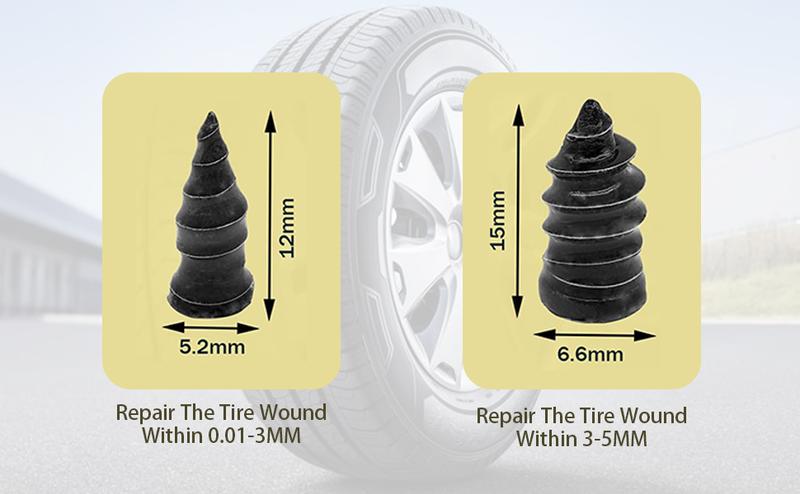 60PCS Tire Repair Rubber Nails Kit with 2 Sizes for Car/Motorcycle/Truck/Tractor, Fast Self-service Screw Rubber Nail Vacuum Tire Puncture Repair Tool