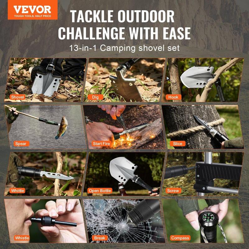 Survival Shovel 13 in 1 Camping Shovel Folding Multitool Portable Compact VEVOR Super Brand Day