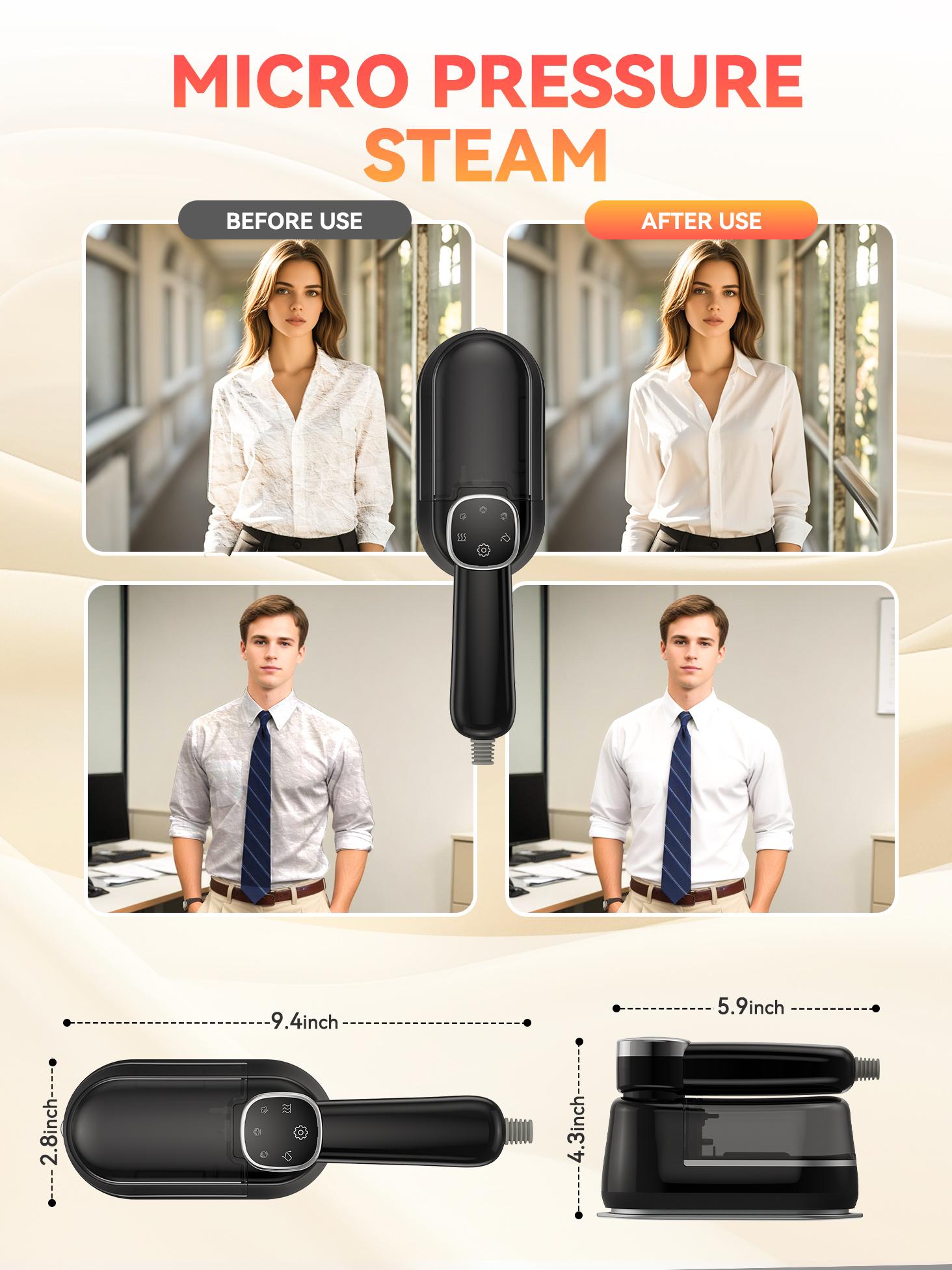 Portable Handheld Steamer for Clothes,10s Heat Up,1200W Steamer ＆ Iron 2 In 1,160ml Capacity Travel Size Garment Steamer,Large Ceramic Heat Panel for 110V~120V Only