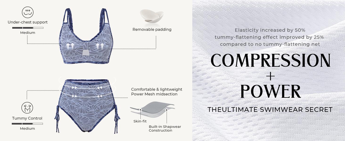 【S-XL】Hanna Nikole Women's High Waist Bikini Set Jacquard 2 Piece Swimsuit Modest Swimsuit Belly Tucker Swimsuit 2026