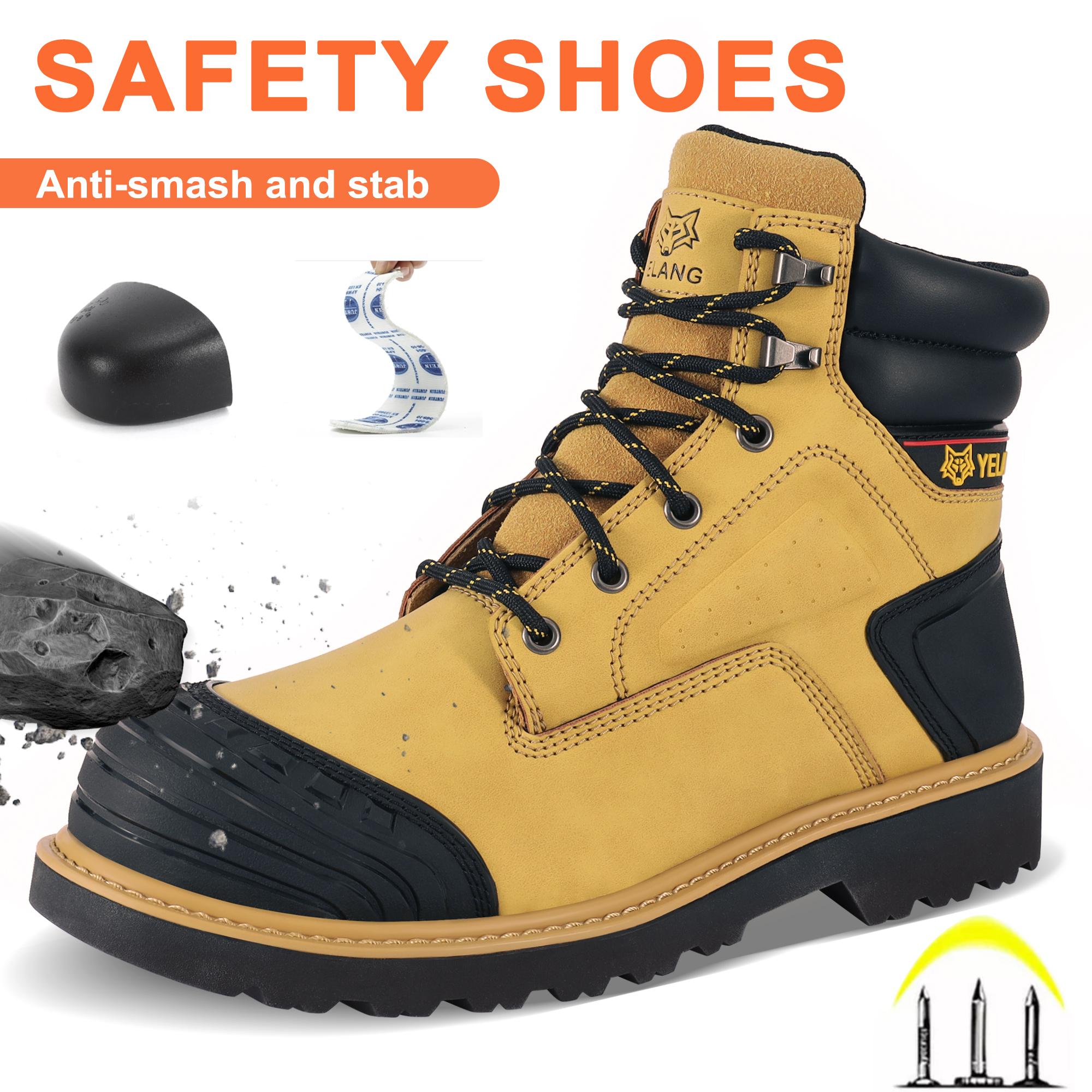 Men's Steel Toe Closed Safety Work Boots - Slip-Resistant, Puncture-Proof Utility Footwear for Worker, Construction-Grade Casual Work & Safety Footwear, Heavy Protection Work & Safety Footwear