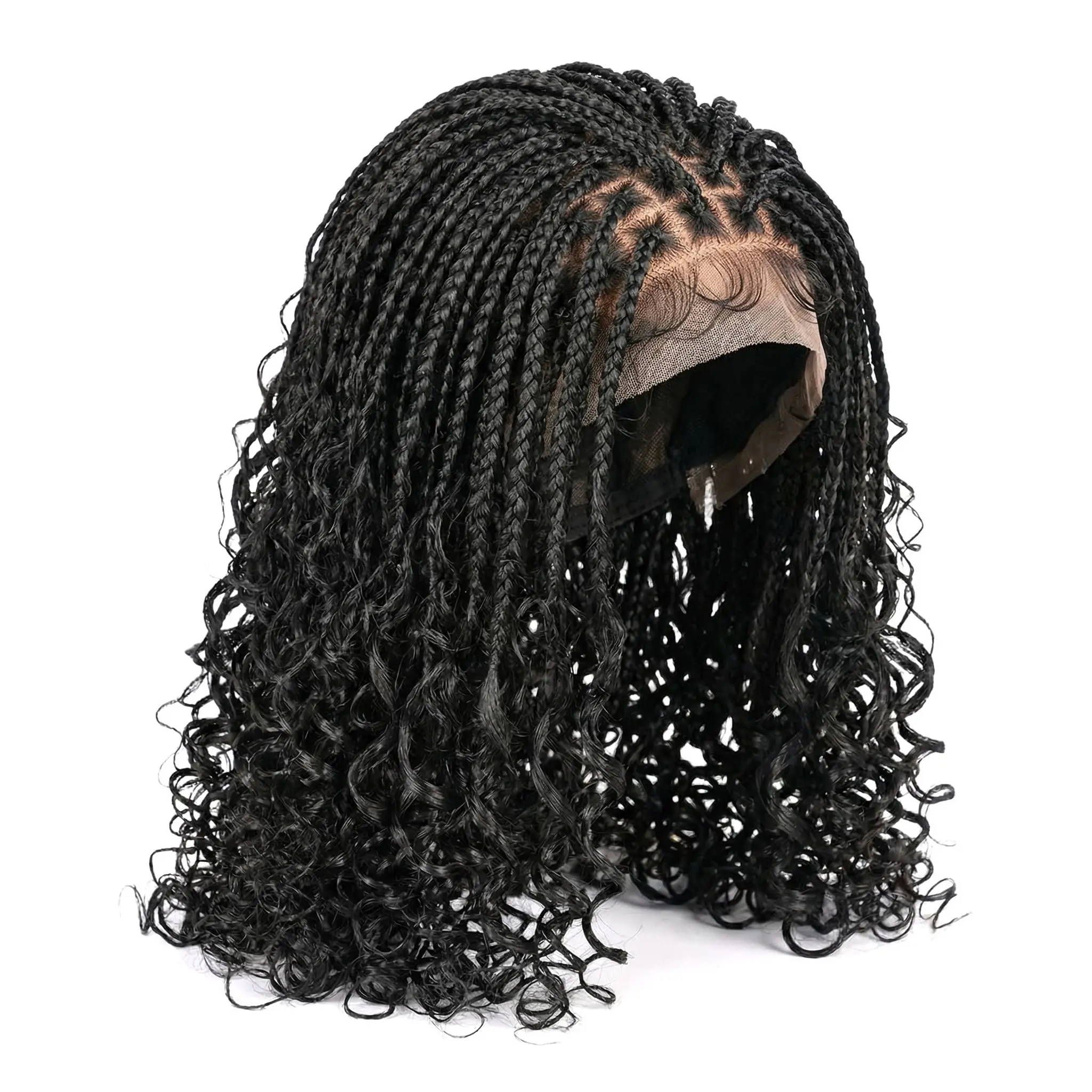 16 Inch Bohemian Goddess Box Braids Wig – Full Lace Braided Wig with Curly Ends, Natural Looking Braids for Daily Wear summerwins Artificial Wig Synthetic Wigs heatless curls