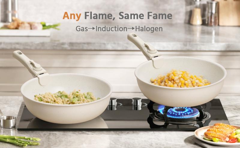 [Summer Deal] 12 Pcs Pots and Pans Set Nonstick - Kitchen Cookware Set with Detachable Handle, Induction Cookware, Dishwasher Oven Safe Kitchenware Cooking