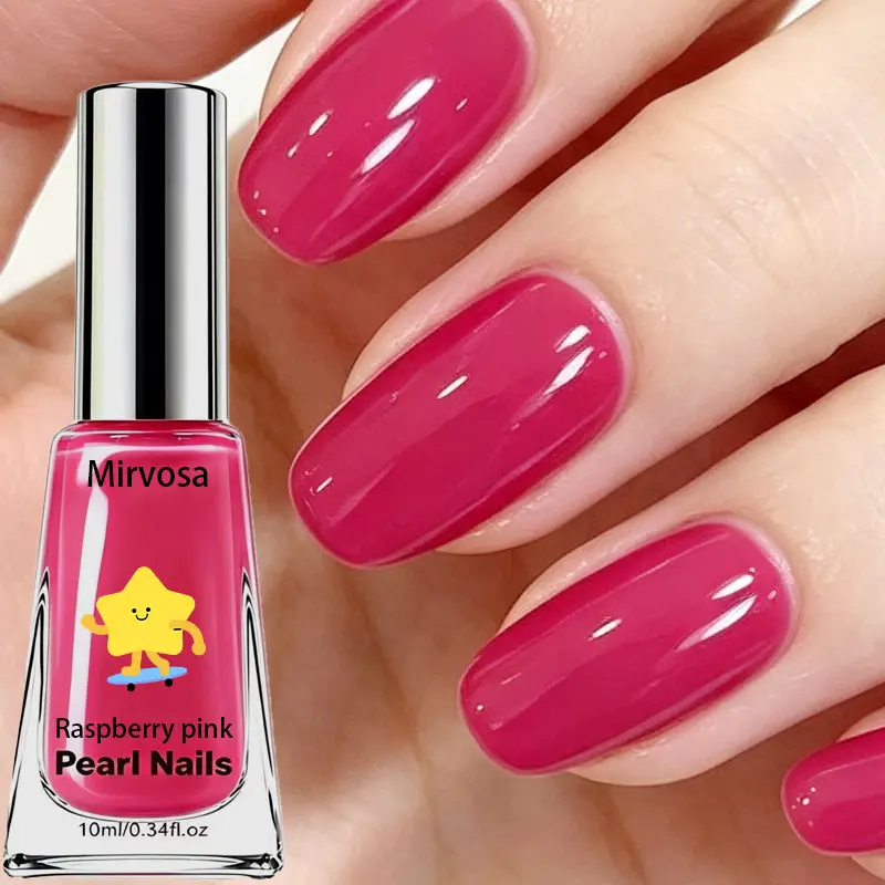 Stunning Raspberry Pink Nail Varnish, Full Coverage Glossy Nail Lacquer, Perfect for Party, Vacation & Daily Casual Nails